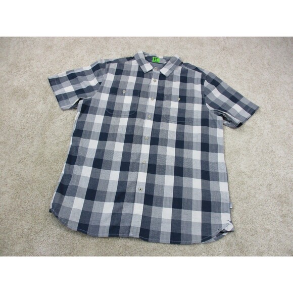 North Face Shirt Mens Large L Blue White Check Casual Short Sleeve Button Up - Picture 2 of 12